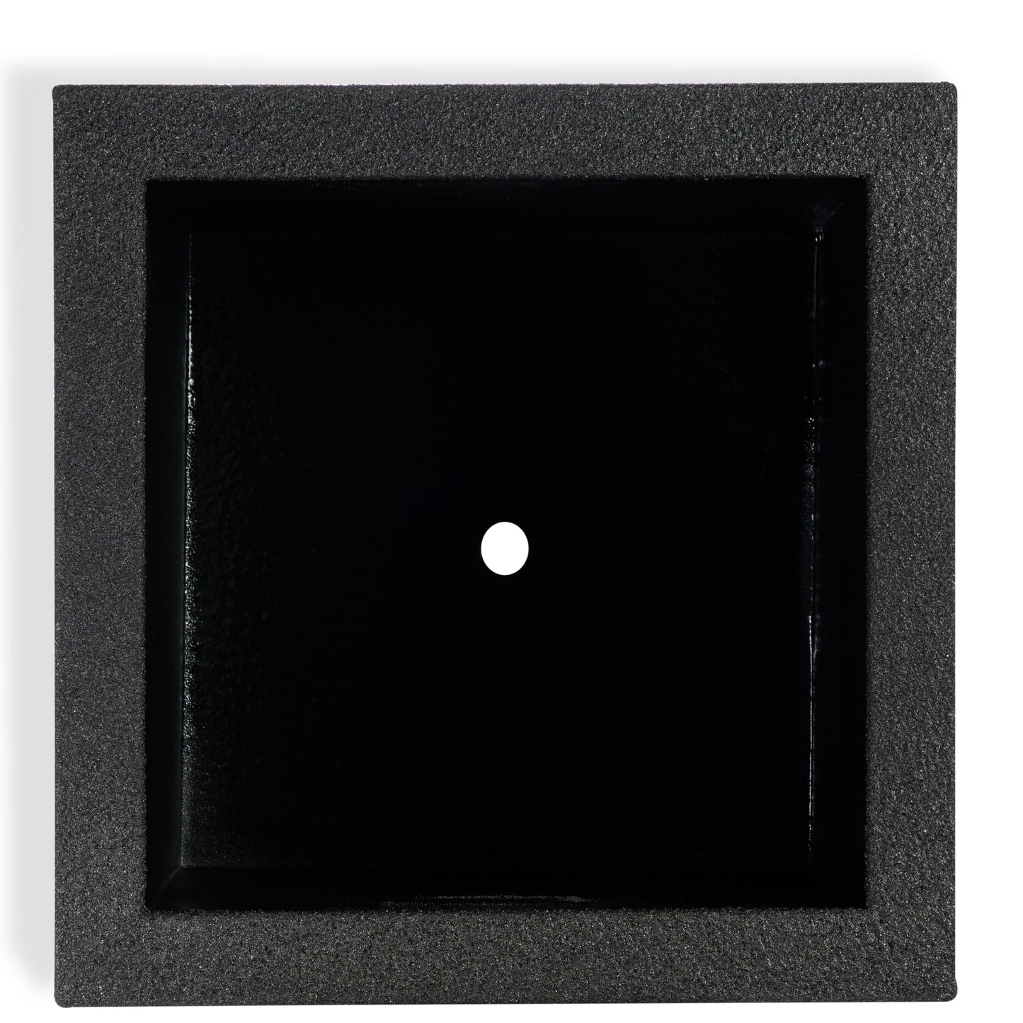 PolyStone Monterray Cube Planter – 23" x 19" x 19" – Large Square Indoor/Outdoor Planter Box for Patio & Garden – Modern Stone-Look Resin – All-Weather w/Drainage Holes - Made in USA – Black Granite