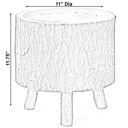 Vintiquewise Wooden Stump Tree Log with Bark Planter Pot with Small Tree Branch Legs