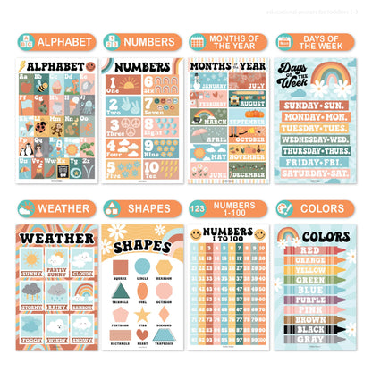 Hadley Designs 16 Educational Posters for Classroom Must Haves - Laminated Pre-K Posters for Toddler Homeschool Essentials, Toddler & Preschool Learning Activities, Kindergarten Classroom Decor