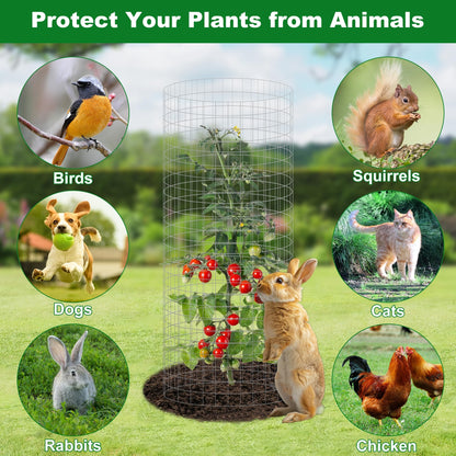 winemana 12 Set Garden Plant Protector Cage,36 Pcs 24x12 IN Metal Wire Protectors for Plants, Protection Cages with Stakes Nylon Ties Animals Barrier to Keep Rabbit Chicken Away from Flower Vegetables