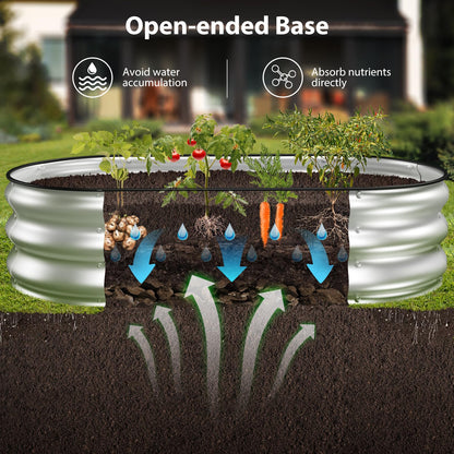 Winpull Raised Garden Bed Kit, 4x2x1 ft Galvanized Planter Box Outdoor with Safety Edging, Large Metal Raised Beds for Gardening Vegetables Flower Herb (Classic Silver)