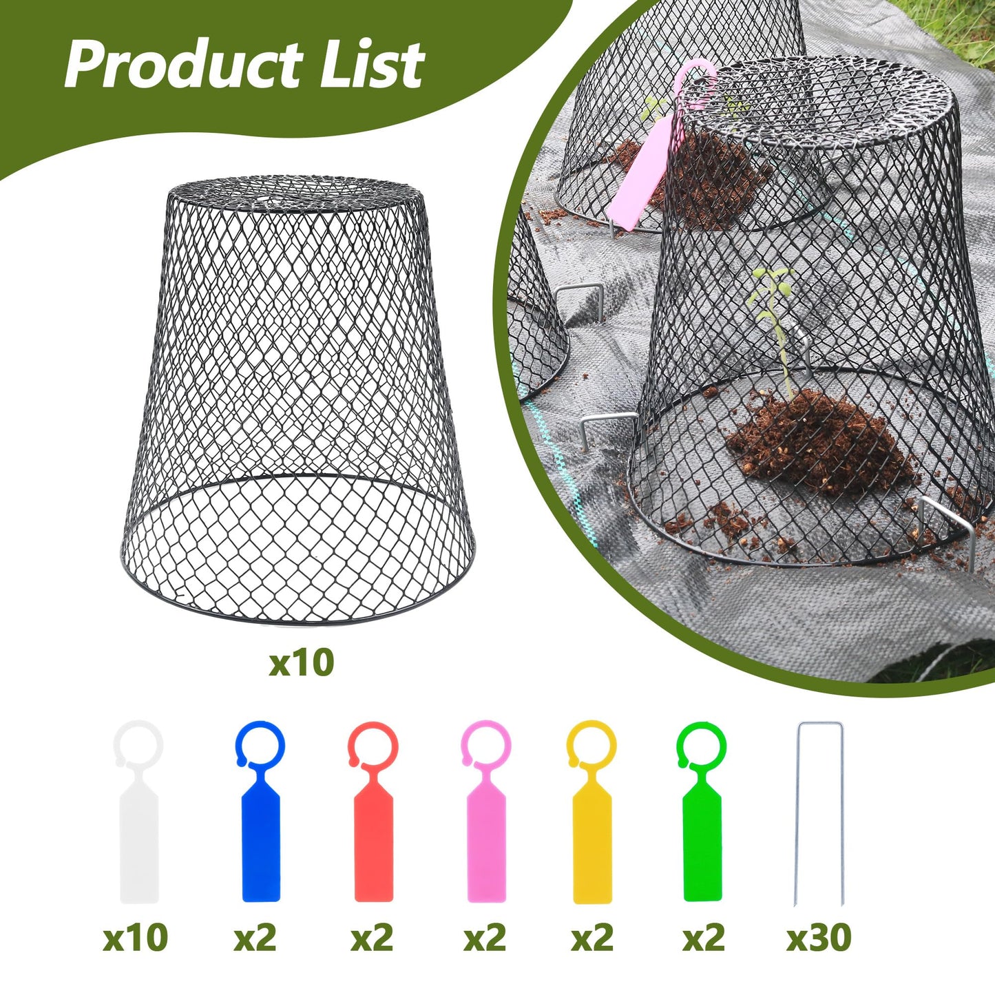 Anothera 10Pcs Chicken Wire Cloche Plant Covers, 9.2×9.2 Inches Plant Protectors from Animals, Metal Garden Plant Cages for Outdoor Plants, Keep Rabbits, Squirrels, Birds Out