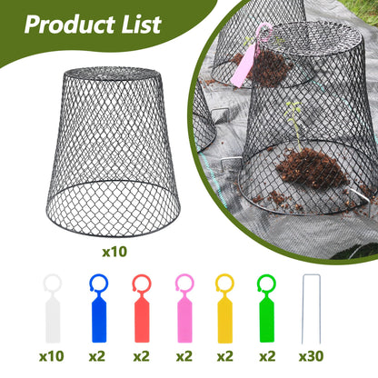 Anothera 10Pcs Chicken Wire Cloche Plant Covers, 9.2×9.2 Inches Plant Protectors from Animals, Metal Garden Plant Cages for Outdoor Plants, Keep Rabbits, Squirrels, Birds Out