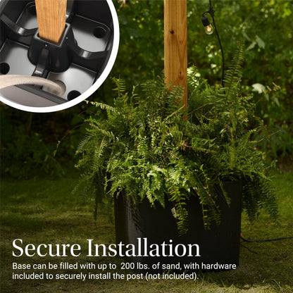 Step2 Firefly String Light Pole Stand with Planter, 2pk, Outdoor Hanging Lights Solution, Black