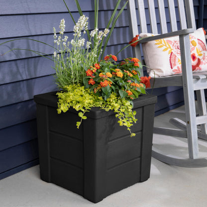 Step2 Lakewood Planter Box™ 2-Pack, Planters for Indoor or Outdoor Plants, Gardening and Flower Pot for Patio or Porch, Durable Plastic, Black