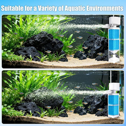 Aquarium Filter for 40-70 Gallons Tank, 225GPH Fish Tank Filters with Oxygenation, Wavemaker & Impurity Isolation, Multi-Functional Circulation System