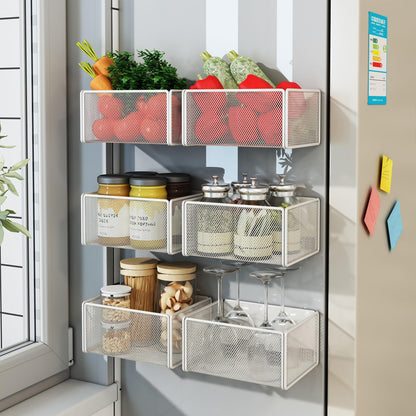 LIFEFAN Magnetic Basket Organizer Holder for Fridge Magnetic Storage Bin Box Containers for Refrigerator Whiteboard Classroom (Small, Black)