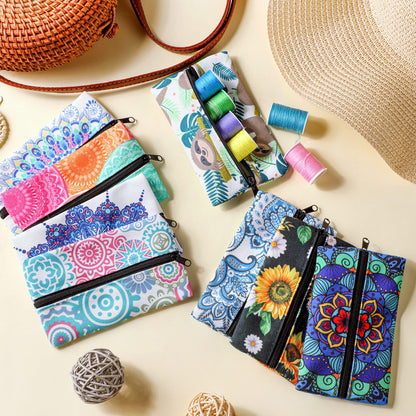 Fabbay 8 Pieces Purse Tissue Holder Reusable Travel Tissue Pouch Fabric Zipper Purse for Bag Car Office Home(Floral)