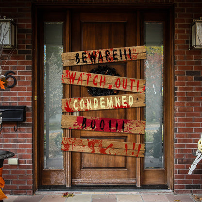 10pcs 39"x4.7" Halloween Haunted Window Boards, Beware Signs Window Warning Signs,Waterproof Outdoor Scary Sign for Halloween Party Decoration (10pcs window boards)
