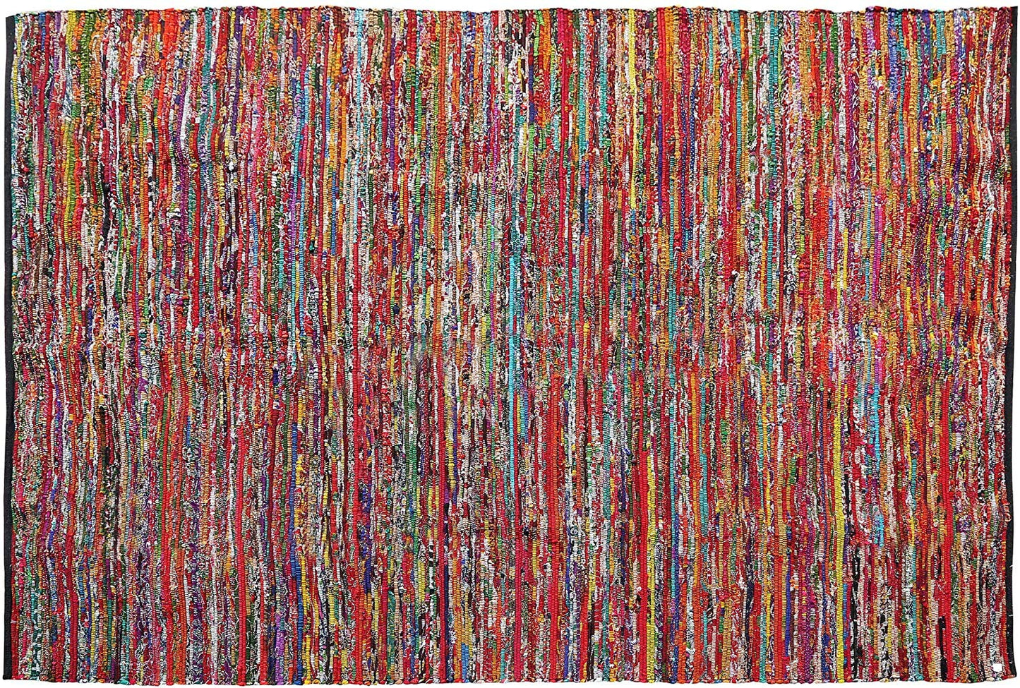 Ramanta Home Cotton Multi Color Chindi Hand Woven Rugs - 8x10 Feet Rectangle Hand Braided Bohemian Colorful Area Rug - Recycled Braided Chindi Rugs- Biodegradable Area Rugs Size 96x120 inch.