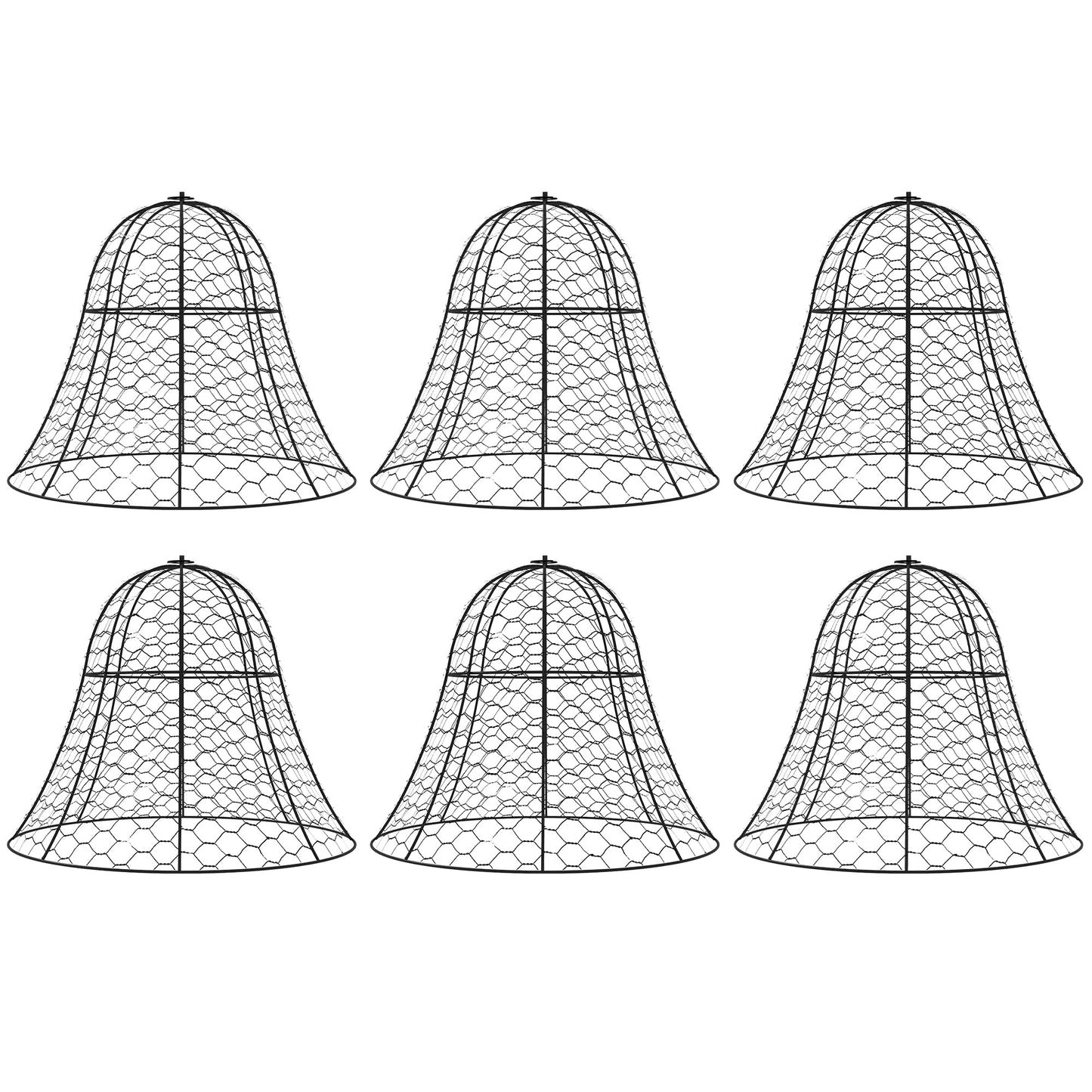 Garden Chicken Wire Cloche, 16" x 13" Stackable Animal Plant Protectors, 6 Pack of Metal Crop Cages to Keep Animals Out, Black