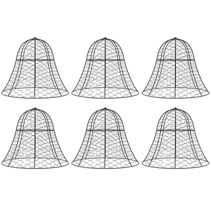 Garden Chicken Wire Cloche, 16" x 13" Stackable Animal Plant Protectors, 6 Pack of Metal Crop Cages to Keep Animals Out, Black