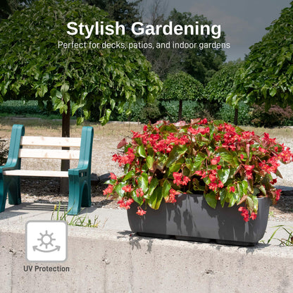 RTS Home Accents 30" Urban Rectangular Garden Planter, Graphite - Stylish, Durable, and Weather-Resistant Planter for Outdoor Gardens, Patios, and Urban Spaces