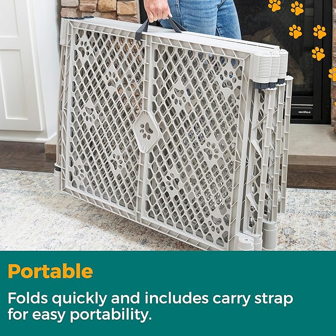 MYPET 6-Panel Paws Petyard, Gray Dog Playpen, Durable & UV-Resistant Puppy Playpen, Indoor/Outdoor Portable Dog Pen, Adjustable for Your Pet's Comfort, Friendly Design for Happy Pets