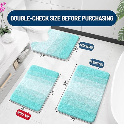 OLANLY Bathroom Runner Rugs Mat 44x24, Extra Soft Absorbent Microfiber Bath Rugs, Rubber Backing, Quick Dry, Washable Long Bath Mats for Bathroom Floor, Tub and Shower, Home Decor Accessories, Teal