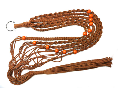 Plant Hanger Macrame Cotton 6 Legs 51 Inches for Indoor Outdoor, Living Room, Kitchen, Deck, Patio, High and Low Ceiling with Size of 10-12 inches Without The Pot (Brown)