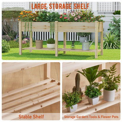 GHWIE Raised Garden Bed with Legs Elevated Wood Planter Box for Planting Vegetables Flowers Garden Patio Balcony Garden beds Outdoor with Liner
