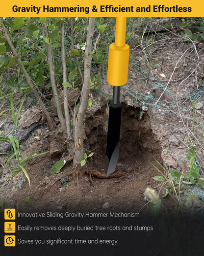 Tree Root Removal Tool, Heavy Duty Root Cutting Shrub Cutter Remover Tool Spade Bar, Fit for Bamboo, Tree Roots, Rocks, Shrubs, Bushes, Stumps. Sliding Gravity Hammer Mechanism