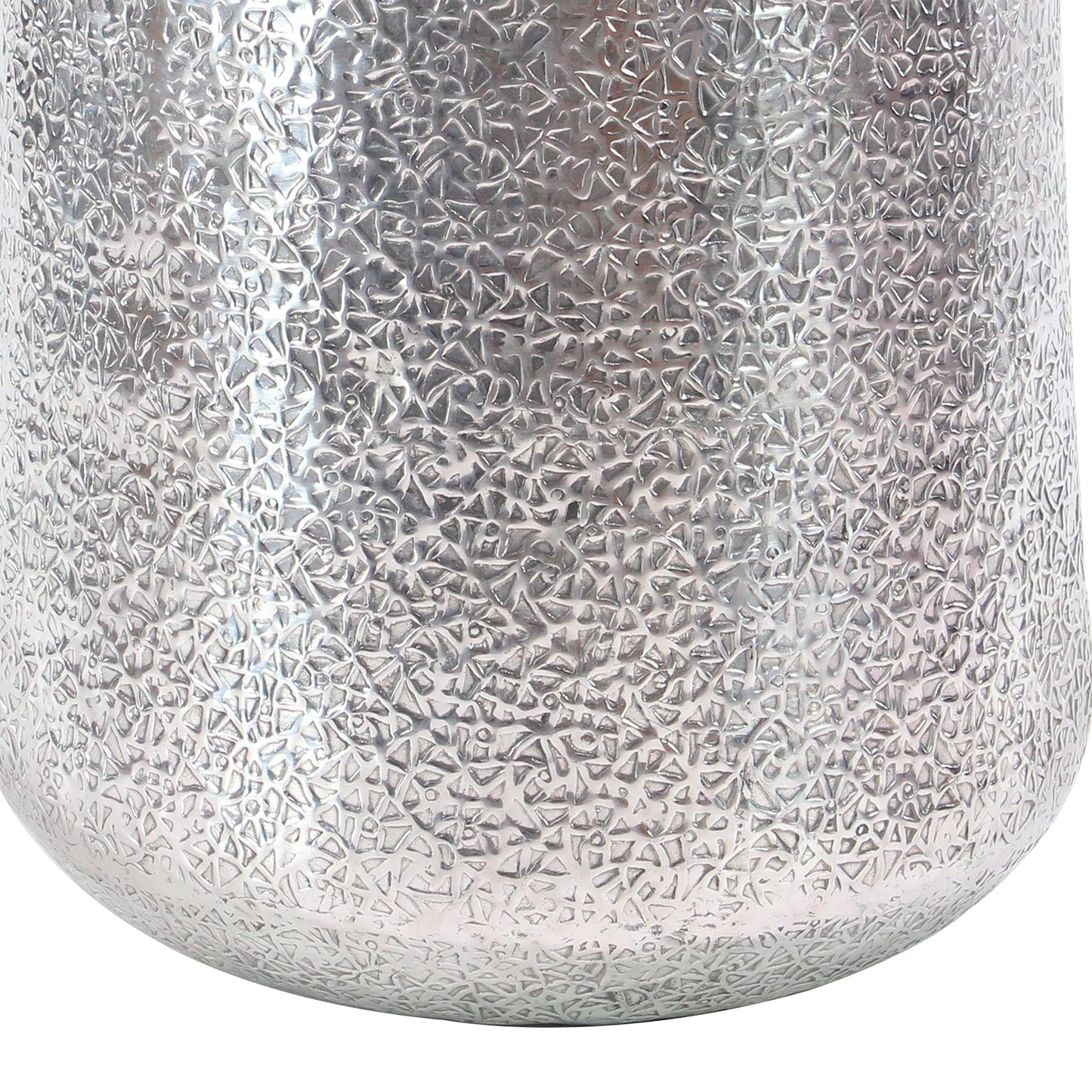 Deco 79 Aluminum Metal Indoor Outdoor Planter Large Planter Pot with Hammered Design, Set of 3 Planters 12", 16", 20"H, Silver