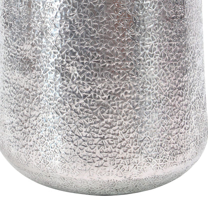 Deco 79 Aluminum Metal Indoor Outdoor Planter Large Planter Pot with Hammered Design, Set of 3 Planters 12", 16", 20"H, Silver