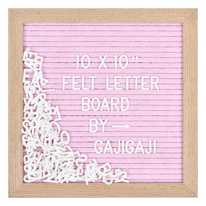 Felt Letter Board with 294 Letters, Numbers, Symbols - 10x10 inch Changeable Message Board with Wooden Frame Wall Mount (Pink)