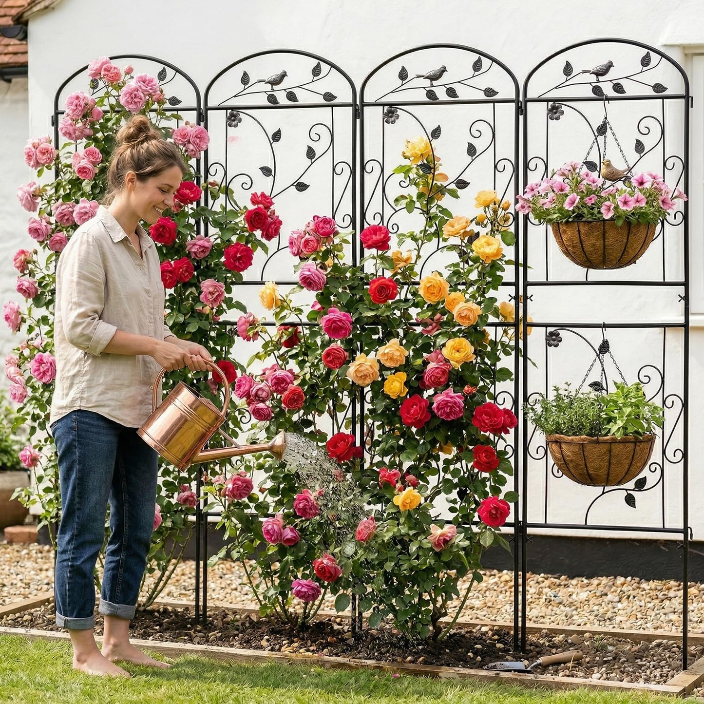 2 Pack Garden Trellis for Climbing Plants, 71 x 20 inch Rustproof Heavy Duty Metal Trellis for Climbing Rose Vine Clematis, Perfect for Premium Patio Decor & Luxury Outdoor Garden Design, Silver Gray
