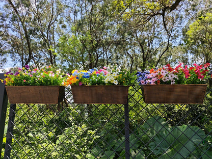 3 Pcs Large Hanging Flower Pots for Railing or Fence 16 Inch Railing Planter Box for Any Balcony Porch or Deck Countryside Style Window Planter Boxes Are Perfect to Herbs & Flowers (Retro-3pcs)