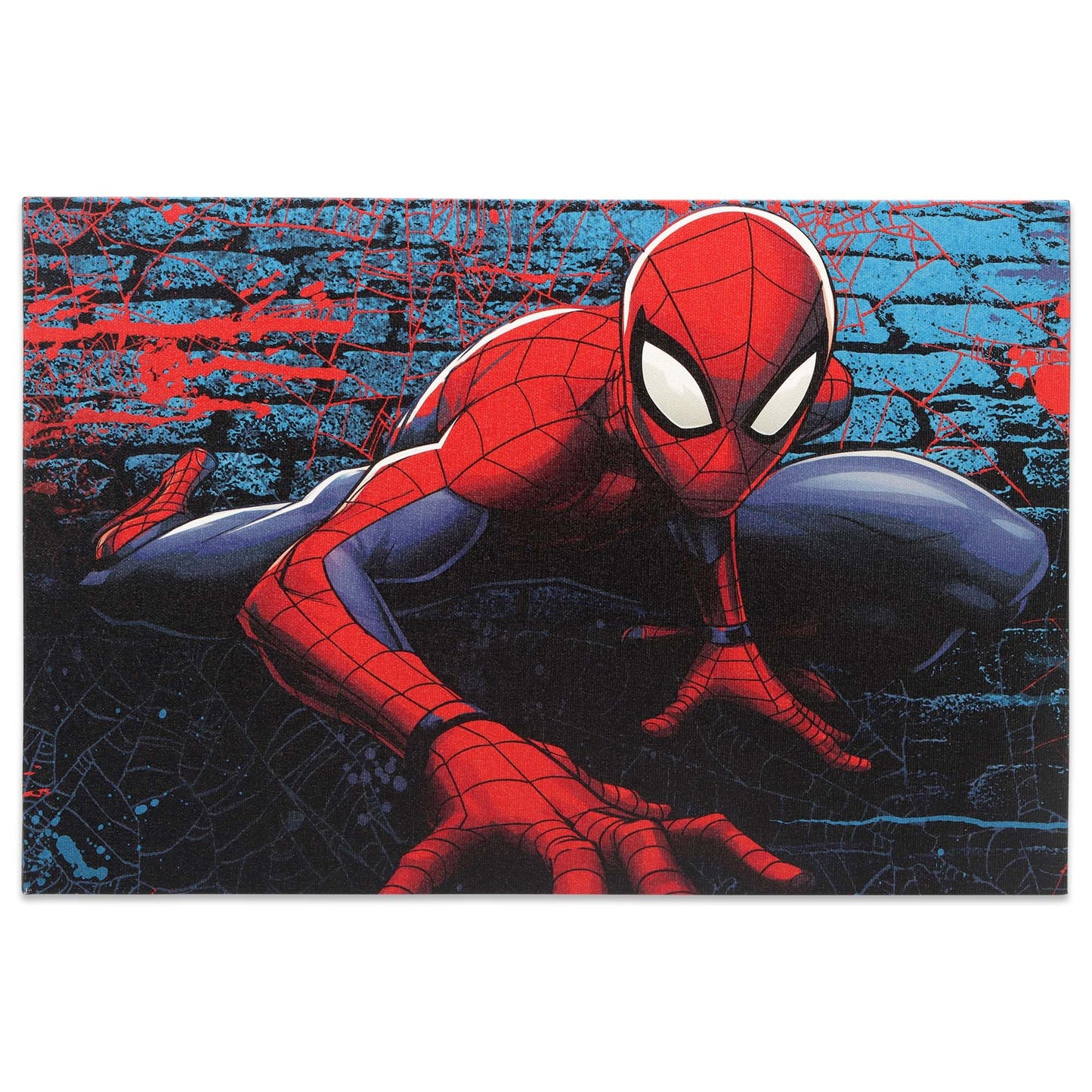 Open Road Brands Marvel Spider-Man Brick Wall Gallery Wrapped Canvas Wall Art - Superhero Wall Decor for Bedroom or Movie Room