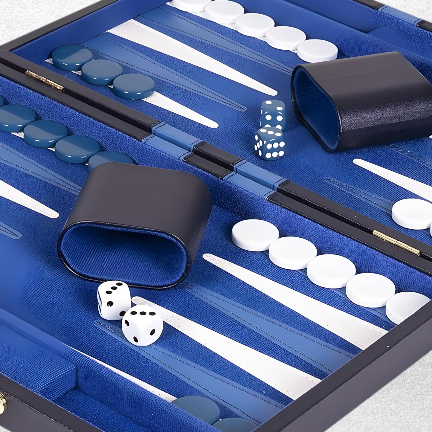 Premium Backgammon 18 Inches Large Blue - Backgammon Sets for Adults and Kids - Leatherette Back Gammon Board Game Set - Travel Backgammon Set Board Encased with Accessories