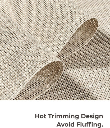 Leetaltree Beige White Placemats Set of 8 - Heat Resistant Non-Slip Place mats for Dining Table, Washable Durable PVC Vinyl Woven Table Mats(Beige White, 8)
