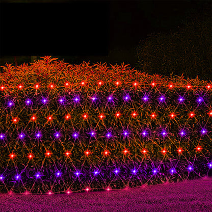 weillsnow 198 LED Halloween Net Lights,9.8FT*6.6FT Connectable Plug in Waterproof Mesh Lights with 8 Modes, Halloween Decorations Outdoor for House, Garden, Bush Decor