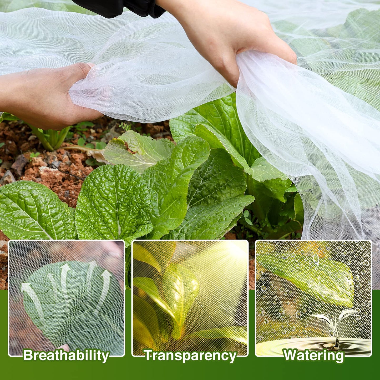 10 X 50FT Garden Mesh Netting Barrier,Fruit Tree Plant Netting for Vegetable Blueberry Bushes Plant Row Cover Screen Protection