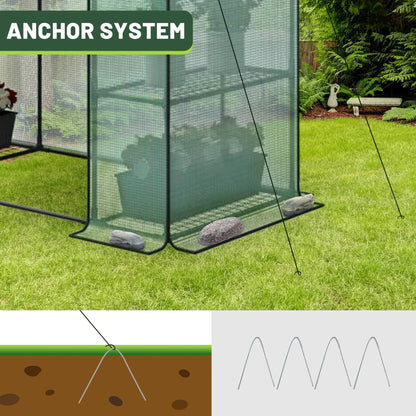 3 Tier 6 Shelves Mini Walk-in Greenhouse, 56 x 28 x 76 inch, Durable PE Cover Green House Kit with Anchors and Ropes, Outdoor Plant Gardening Hot House for Growing Vegetables, Flowers