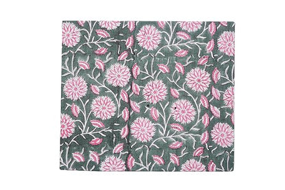 Generic 3.3 Gallon Cotton Hand Block Printed Paper Waste Basket |Small Decorative Trash Can for Housewarming Gifts in Living Room, Bedroom, Bathroom | Eco-Friendly, Plastic-Free (1, LIGHT PINK GREEN)