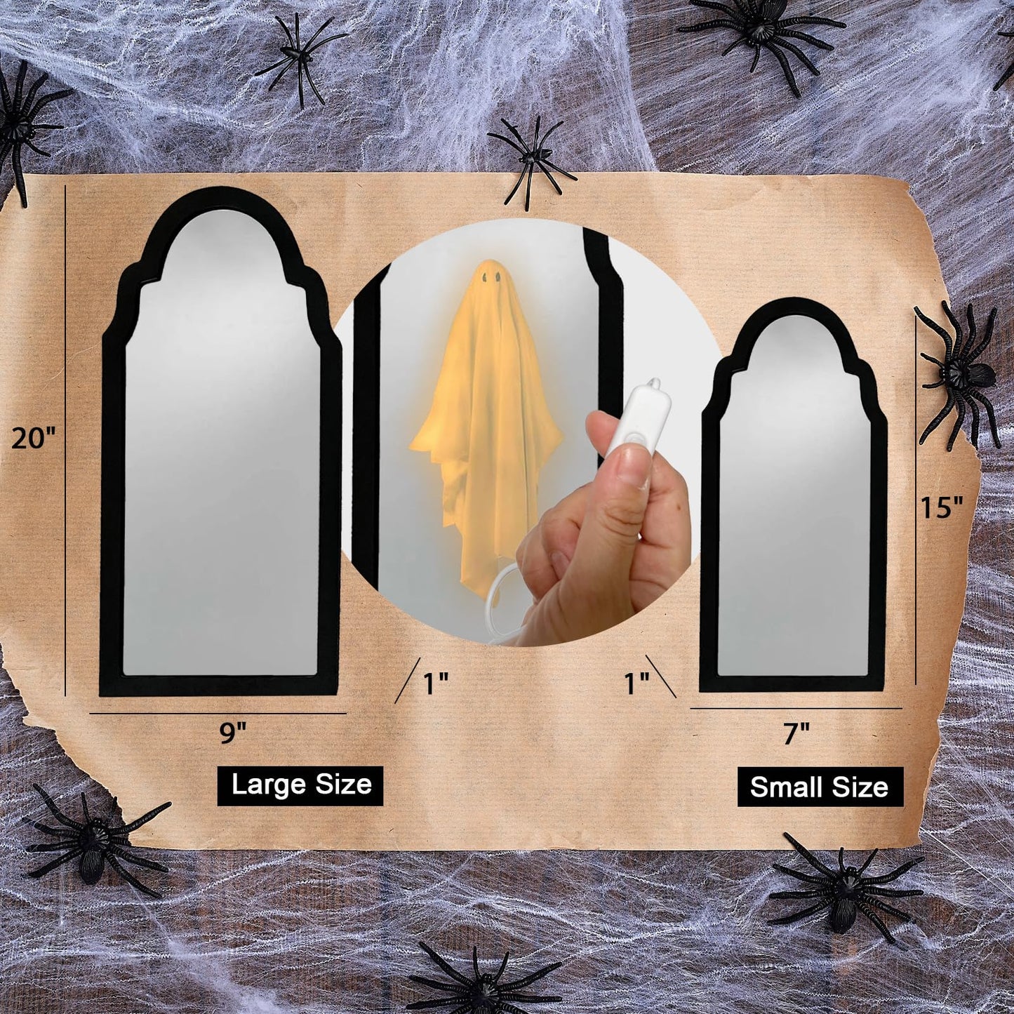 VANSUN 2026 Halloween Ghost Mirror with Wood Flame – Hologram Ghost Mirror, Spooky Halloween Decor for Indoor Spaces, Bedroom, Kitchen, and Fireplace Decoration