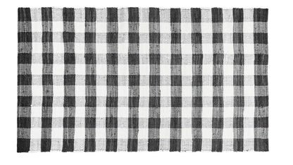GLAMBURG Cotton Reversible Area Rug 3' x 5' Farmhouse Floor Mat, Handwoven Washable Carpet Checkered Plaid Rug for Front Porch Living Room Kitchen Bedroom - Black White