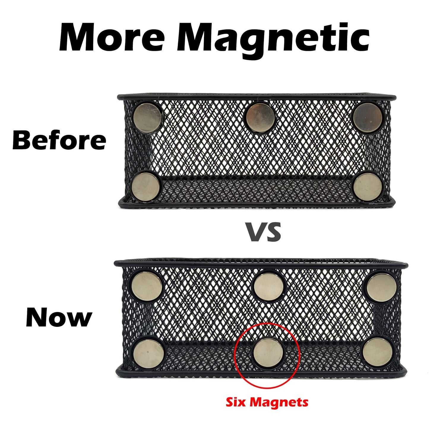 EASEPRES Magnetic Pencil Holder Set of 3 - Black Wire Mesh Storage Baskets Organizer with Strong Magnets - Perfect for Whiteboard, Refrigerator and Locker Accessories