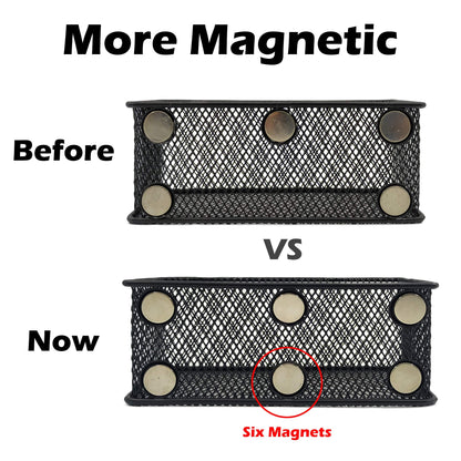 EASEPRES Magnetic Pencil Holder Set of 3 - Black Wire Mesh Storage Baskets Organizer with Strong Magnets - Perfect for Whiteboard, Refrigerator and Locker Accessories