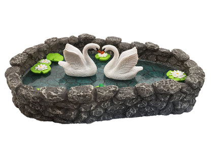 GlitZGlam Miniature Swan Pond - Love is in the Air! A Miniature Swan Pond for Miniature Fairy Garden and Miniature Garden Accessories