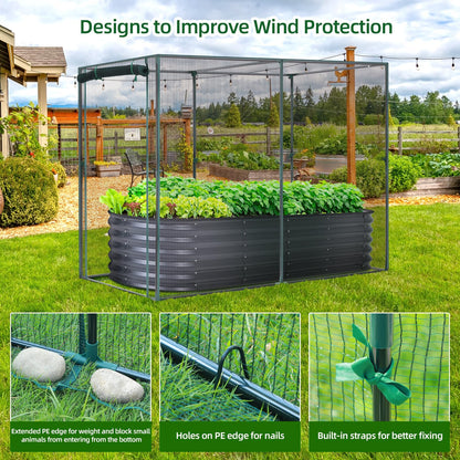 Ohuhu Crop Cages for Garden Plant:6.6x3.9x5.3 Ft Plant Protection Tent with Zippered Door, Raised Bed Cover, Garden Bed Cover with Frame, Wind-Resistant Plant Cages for Outdoor Plants