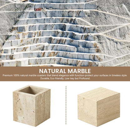 Beige Travertine Natural Marble Toothbrush Holders for Bathroom, Marble Makeup Brush Holder, Pen Pot, Countertop Organizer Barrel Storage Box