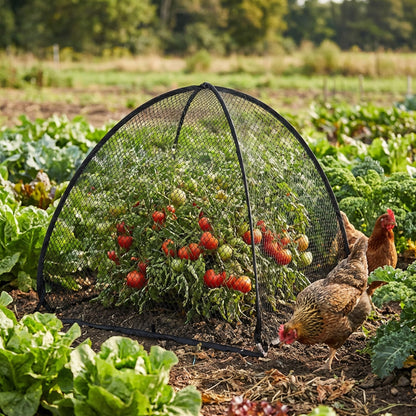 DECOHS 2 Pcs Pop-Up Mesh Plant Cover Tent, 30 x 28 x 28 Inch Garden Net Cage Guard Cover, Plant Protector Enclosure with 12 Ground Stakes for Protecting Plants Vegetable Fruit from Birds Insects