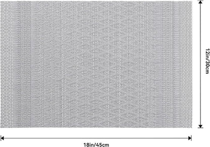 Leetaltree Lunar Grey Placemats Set of 12 - Heat Resistant Non-Slip Place mats for Dining Table, Washable Durable PVC Vinyl Woven Table Mats（Lunar Grey, 12）