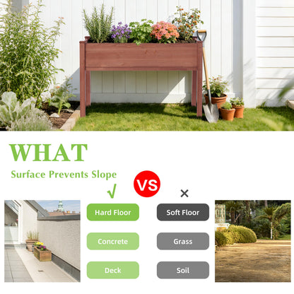 Raised Garden Bed with Legs, 48x24x30'', Outdoor Wood Elevated Planter Box, Thick Legs, w/Liner