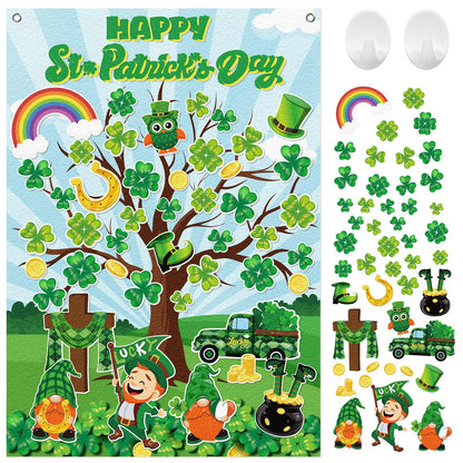 Cinrobiye St. Patrick's Day Shamrock Felt Tree Bulletin Board Kit DIY Classroom Church Religious Crafts Irish Holiday Decorations Kids Activity Supplies