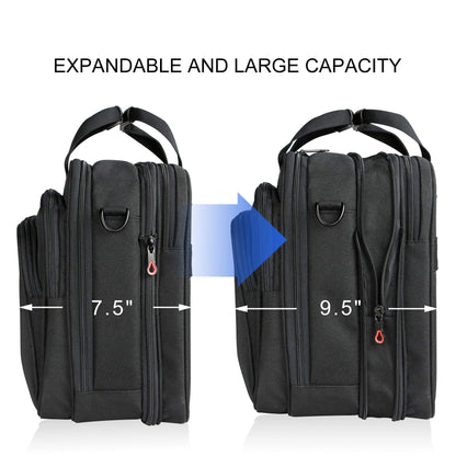 KROSER Laptop Bag Expandable Lightweight Briefcase for 17.3" Laptop Premium Business Work Bag Water-Repellent Messenger Bag for Travel/Women/Men-Black