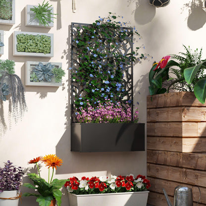 YBCHFGA Metal Raised Garden Bed with Privacy Panel