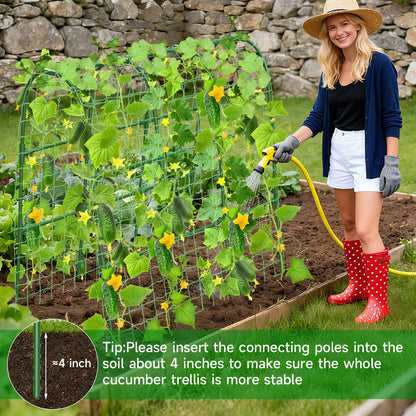 Cucumber Trellis for Raised Bed, U-Shape Garden Trellis for Climbing Plants Outdoor, Metal Arch Trellis for Vegetables, Plant Support for Tomato, Pea, Zucchini (47.2" L×30" W×47.2" H-Medium)