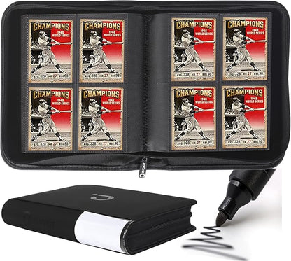 D DACCKIT Trading Card Binder 4 Pocket - Fits 336 Cards，21 Side-Loading Pages, Card Binder No Rings Folder for Collectible Games, Sports, TCG (Model D，Classic Black)