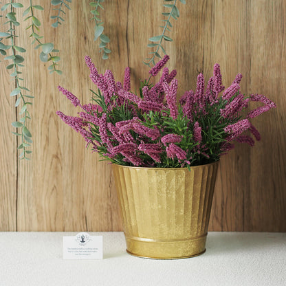 Hosley Metal Planters 7" Dia x 6" H Ideal Farmhouse Decor for Floral Arrangements Weddings, Gift Special Events Parties Outdoor Planters Gold